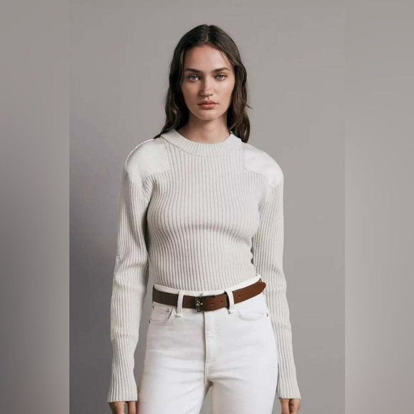 NWT RAG & BONE Nikole Satin Paneled Ribbed Wool Sweater
